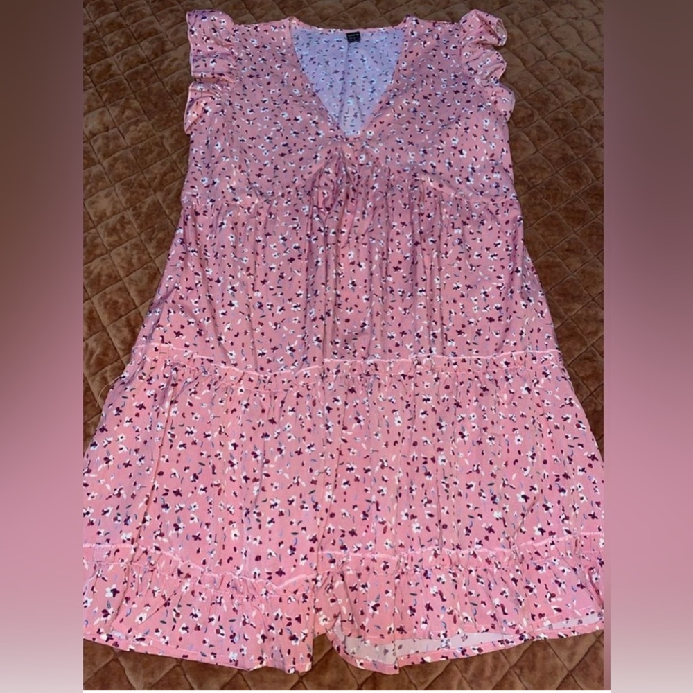 Shein Pink Floral Ruffle Dress